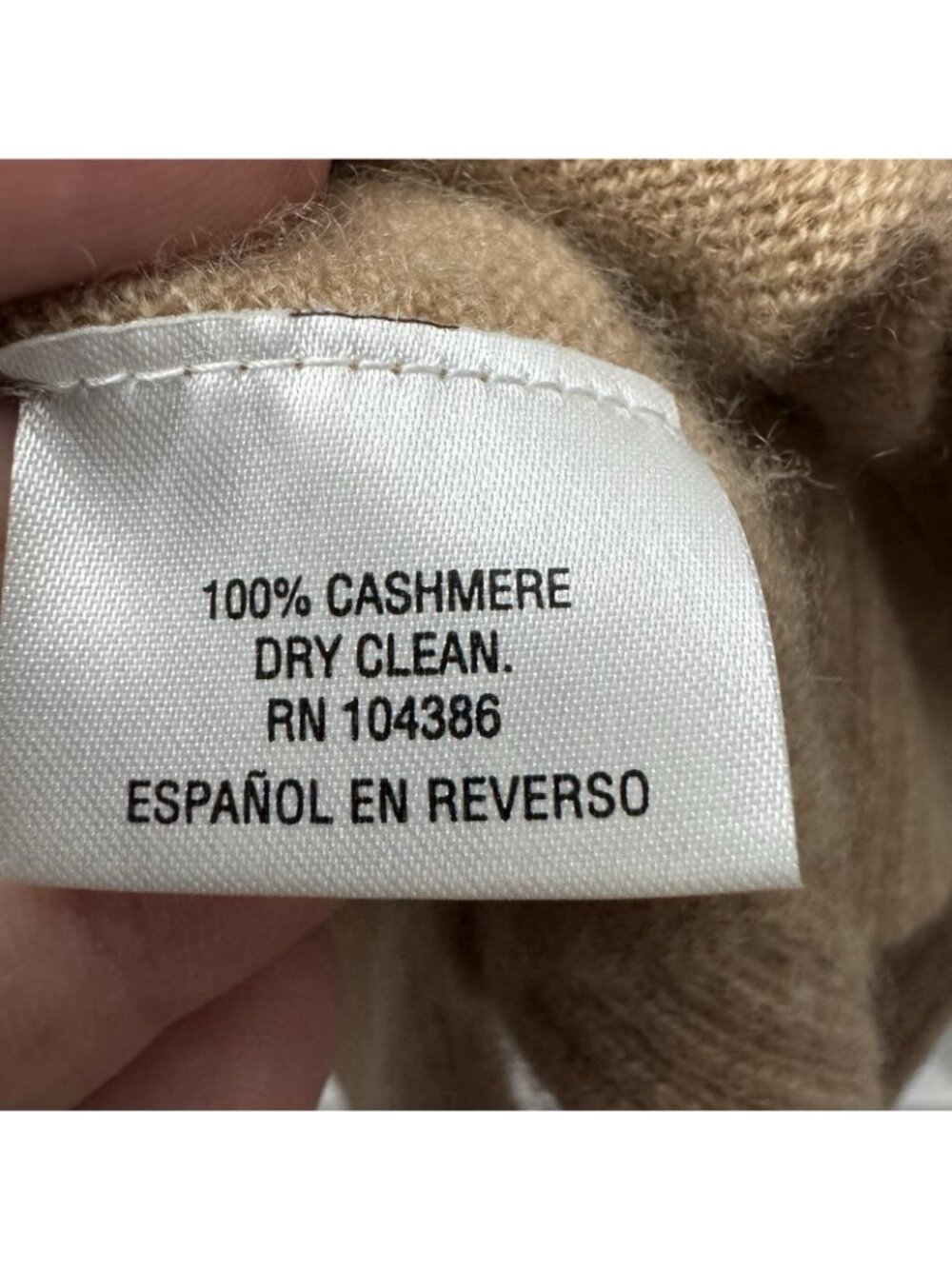 Maison Jules 100% Cashmere Sweater Tan Pocket Pullover Women’s M FLAWED - Picture 8 of 9